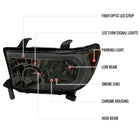 2007-2013 Toyota Tundra / 2008-2017 Sequoia LED Tube Factory Style Headlights with LED Turn Signal (Chrome Housing / Smoked Lens)