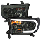 2007-2013 Toyota Tundra / 2008-2017 Sequoia LED Tube Factory Style Headlights with LED Turn Signal (Chrome Housing / Smoked Lens)
