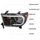 2007-2013 Toyota Tundra / 2008-2017 Sequoia LED Tube Factory Style Headlights with LED Turn Signal (Matte Black Housing / Clear Lens)