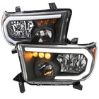2007-2013 Toyota Tundra / 2008-2017 Sequoia LED Tube Factory Style Headlights with LED Turn Signal (Matte Black Housing / Clear Lens)