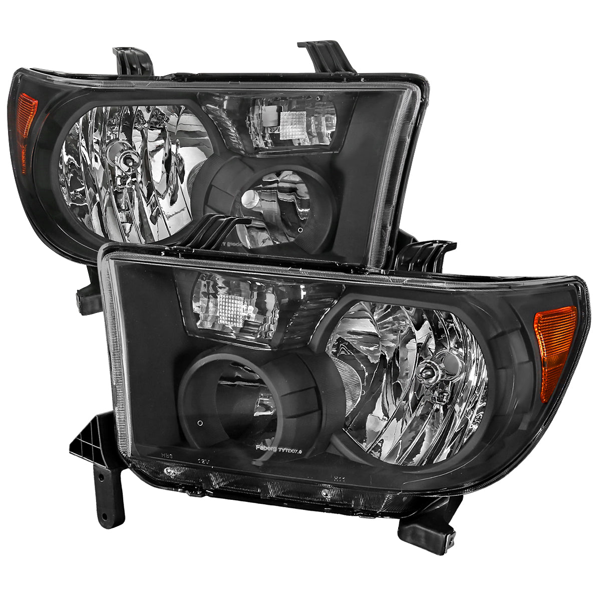 2007-2013 Toyota Tundra / 2008-2017 Toyota Sequoia Factory Style Headlights w/ Amber Reflectors (Matte Black Housing / Clear Lens)