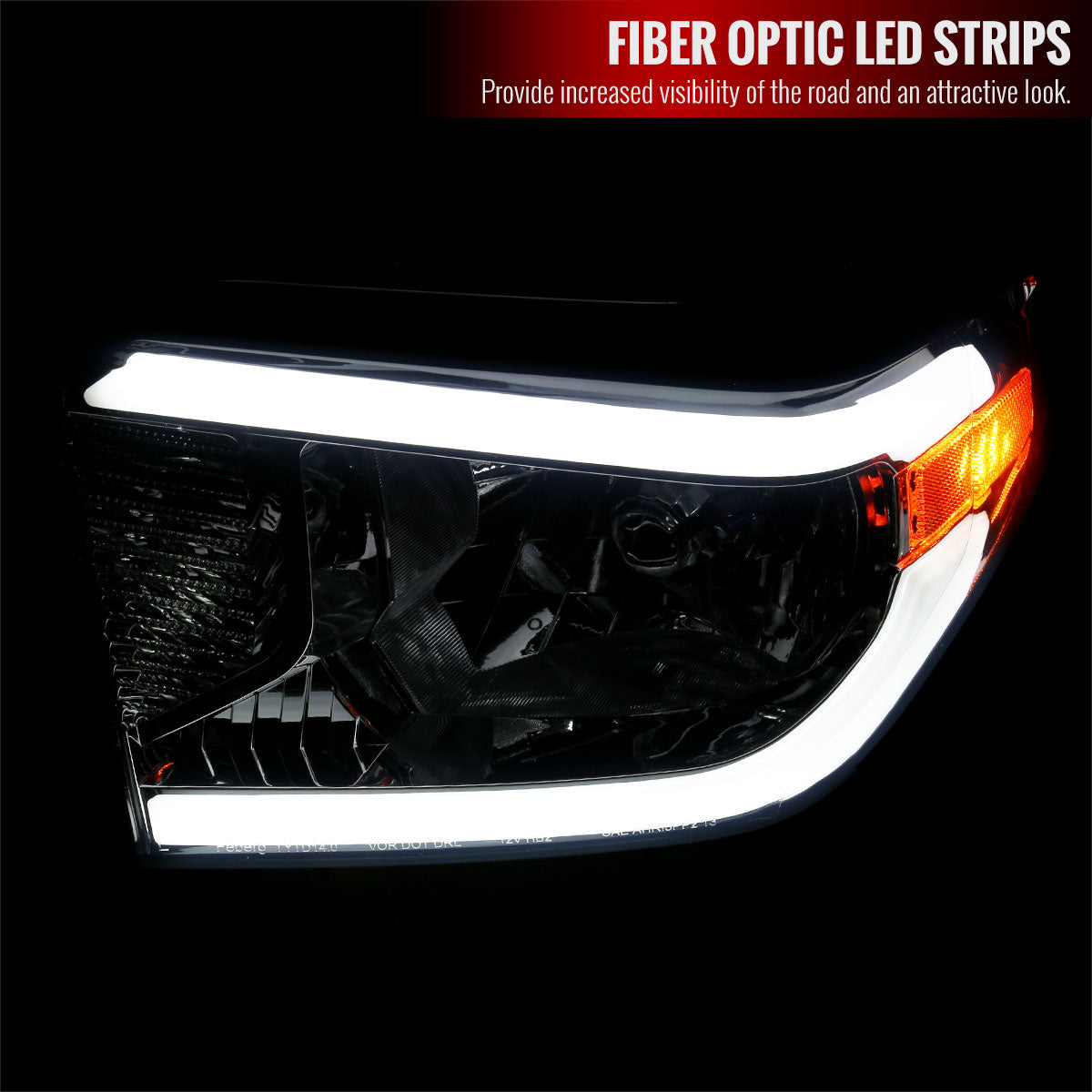 2014-2021 Toyota Tundra LED Bar Factory Style Headlights (Chrome Housing / Smoked Lens)
