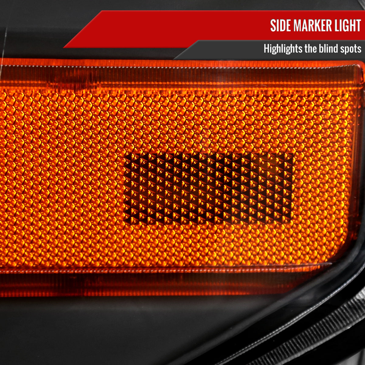2014-2021 Toyota Tundra Factory Style Crystal Headlights w/ Amber Reflectors (Matte Black Housing / Clear Lens)