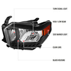 2014-2021 Toyota Tundra Factory Style Crystal Headlights w/ Amber Reflectors (Matte Black Housing / Clear Lens)
