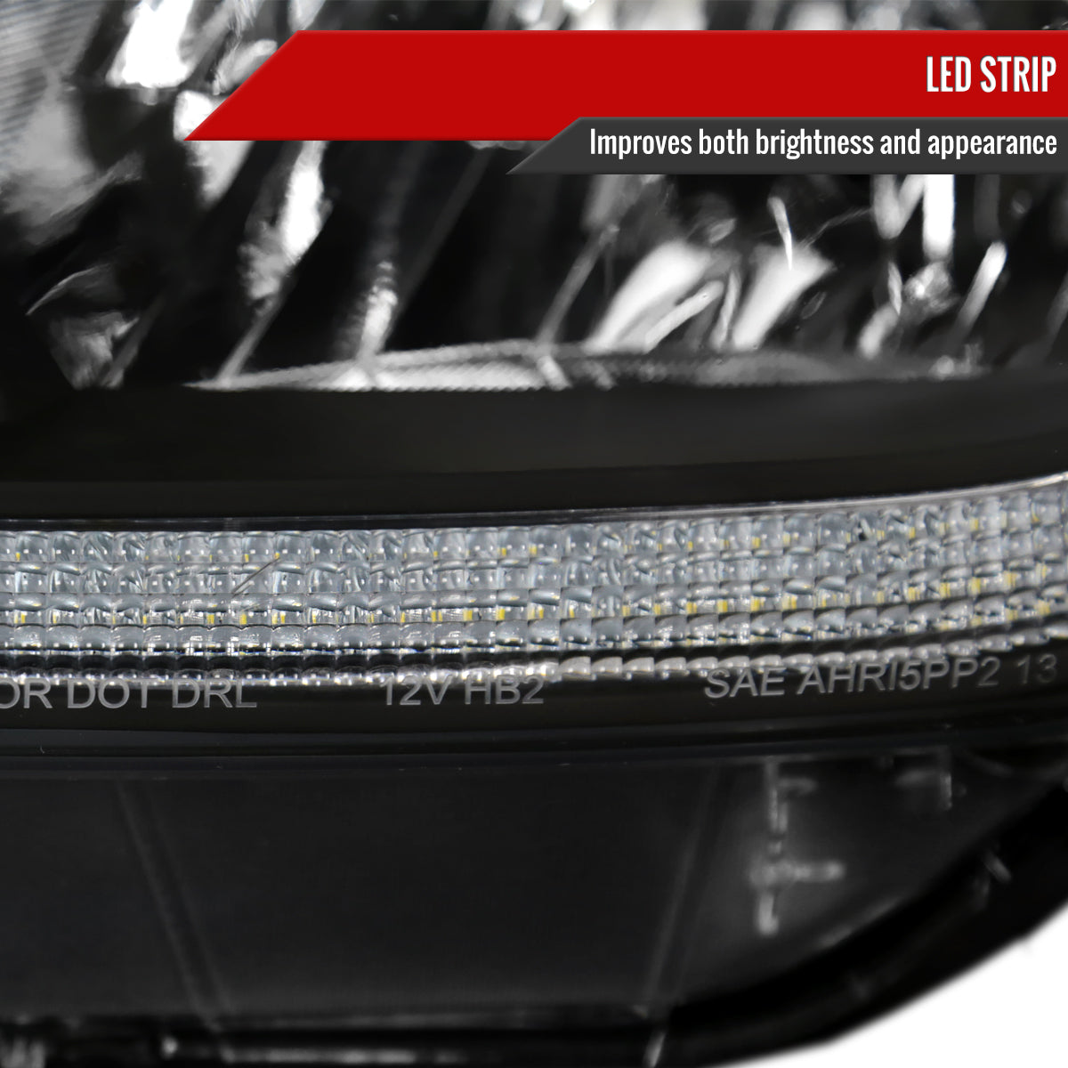 2014-2021 Toyota Tundra Factory Style Headlights w/ LED Light Strip (Matte Black Housing / Clear Lens)