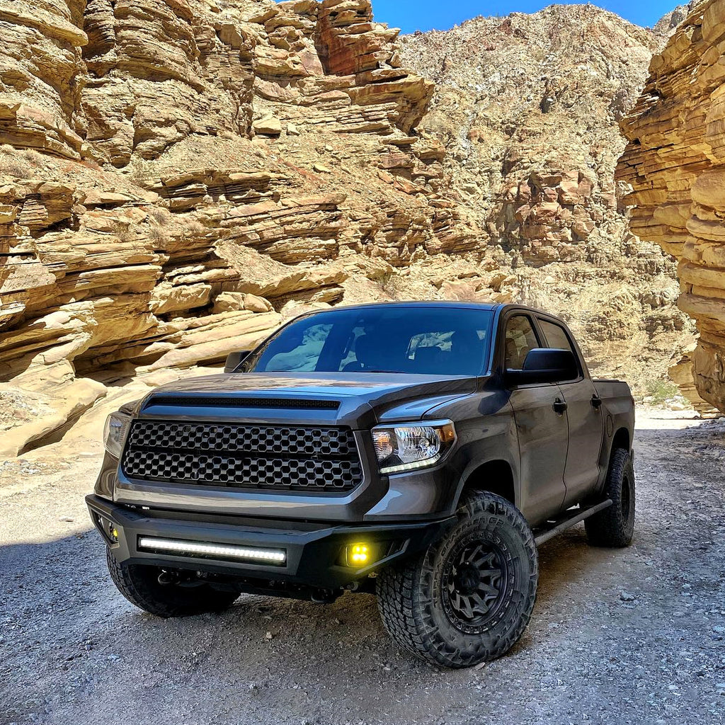 2014-2021 Toyota Tundra Factory Style Headlights w/ LED Light Strip (Matte Black Housing/Clear Lens)