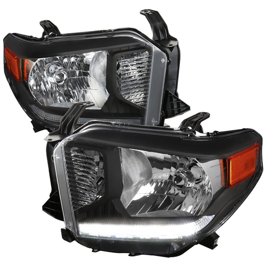 2014-2021 Toyota Tundra Factory Style Headlights w/ LED Light Strip (Matte Black Housing / Clear Lens)