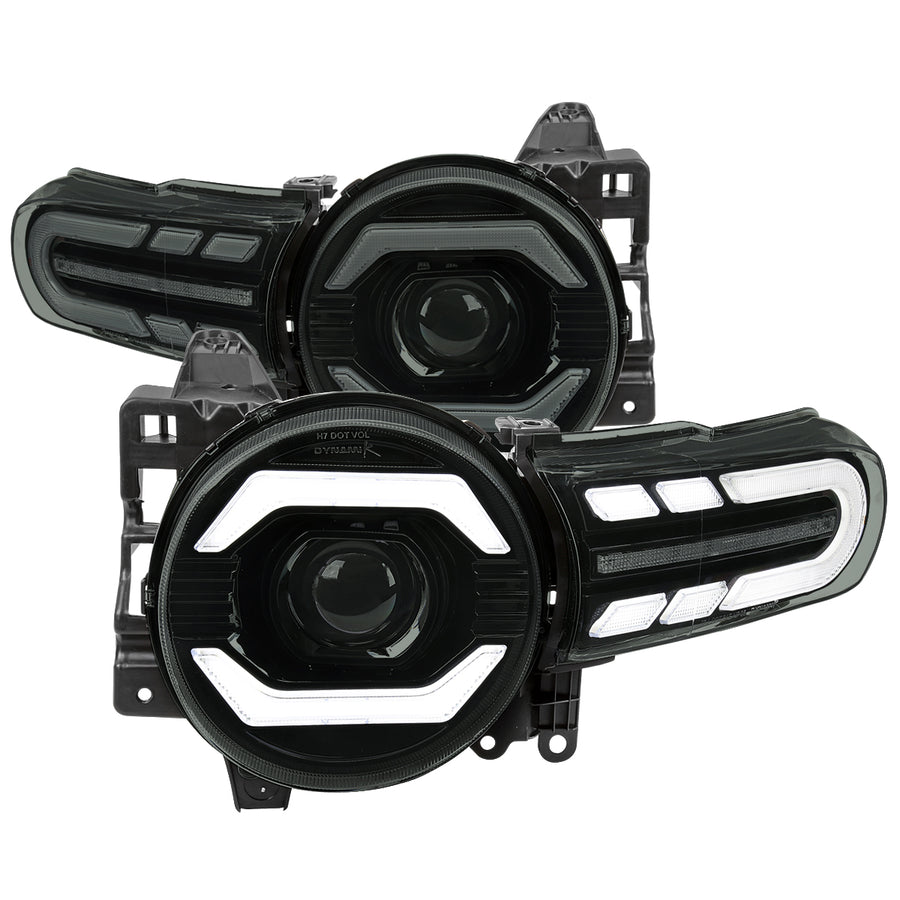 2007-2014 Toyota FJ Cruiser Full LED Projector Headlights with Sequential LED Turn Signal (Matte Black Housing/Smoke Lens)