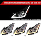 2008-2013 Infiniti G37/2014-2015 Q60 Coupe/Convertible Sequential Switchback LED Turn Signal Full LED Projector Headlights (Chrome Housing/Clear Lens)