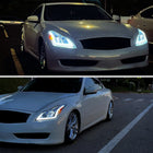 2008-2013 Infiniti G37/2014-2015 Q60 Coupe/Convertible Sequential Switchback LED Turn Signal Full LED Projector Headlights (Chrome Housing/Clear Lens)