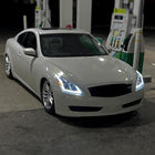 2008-2013 Infiniti G37/2014-2015 Q60 Coupe/Convertible Sequential Switchback LED Turn Signal Full LED Projector Headlights (Chrome Housing/Clear Lens)