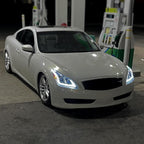 2008-2013 Infiniti G37/2014-2015 Q60 Coupe/Convertible Sequential Switchback LED Turn Signal Full LED Projector Headlights (Chrome Housing/Clear Lens)