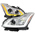 2008-2013 Infiniti G37/2014-2015 Q60 Coupe/Convertible Sequential Switchback LED Turn Signal Full LED Projector Headlights (Chrome Housing/Clear Lens)