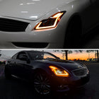 2008-2013 Infiniti G37/2014-2015 Q60 Coupe/Convertible Sequential Switchback LED Turn Signal Full LED Projector Headlights (Matte Black Housing / Clear Lens)