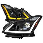 2008-2013 Infiniti G37/2014-2015 Q60 Coupe/Convertible Sequential Switchback LED Turn Signal Full LED Projector Headlights (Matte Black Housing / Clear Lens)