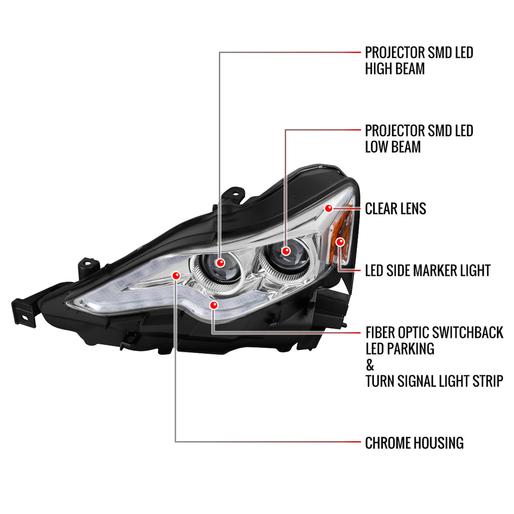 2014-2016 Lexus IS250 IS350 Full LED Projector Headlight (Chrome Housing / Clear lens)