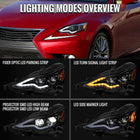 2014-2016 Lexus IS250 IS350 Full LED Project healight (Jet Black Housing  / Clear lens)