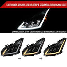 2008-2013 Infiniti G37/2014-2015 Q60 Coupe/Convertible Sequential Switchback LED Turn Signal Full LED Triple Projector Headlights (Matte Black Housing / Clear Lens)