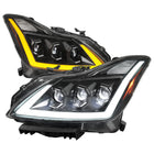 2008-2013 Infiniti G37/2014-2015 Q60 Coupe/Convertible Sequential Switchback LED Turn Signal Full LED Triple Projector Headlights (Matte Black Housing / Clear Lens)