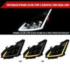 2008-2013 Infiniti G37/2014-2015 Q60 Coupe/Convertible Sequential Switchback LED Turn Signal Full LED Triple Projector Headlights (Matte Black Housing / Smoked Lens)