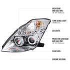 2003-2005 Nissan 350Z Dual Halo Projector Headlights (Chrome Housing/Clear Lens)