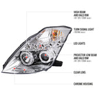 2003-2005 Nissan 350Z Dual Halo Projector Headlights (Chrome Housing/Clear Lens)