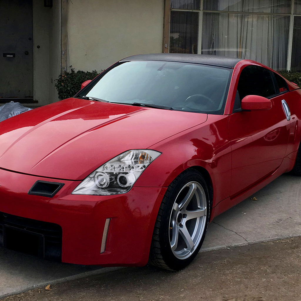 2003-2005 Nissan 350Z Dual Halo Projector Headlights (Chrome Housing/Clear Lens)