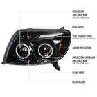 2003-2005 Toyota 4Runner Dual Halo Projector Headlights (Jet Black Housing/Clear Lens)