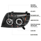 2003-2005 Toyota 4Runner Dual Halo Projector Headlights (Matte Black Housing/Clear Lens)