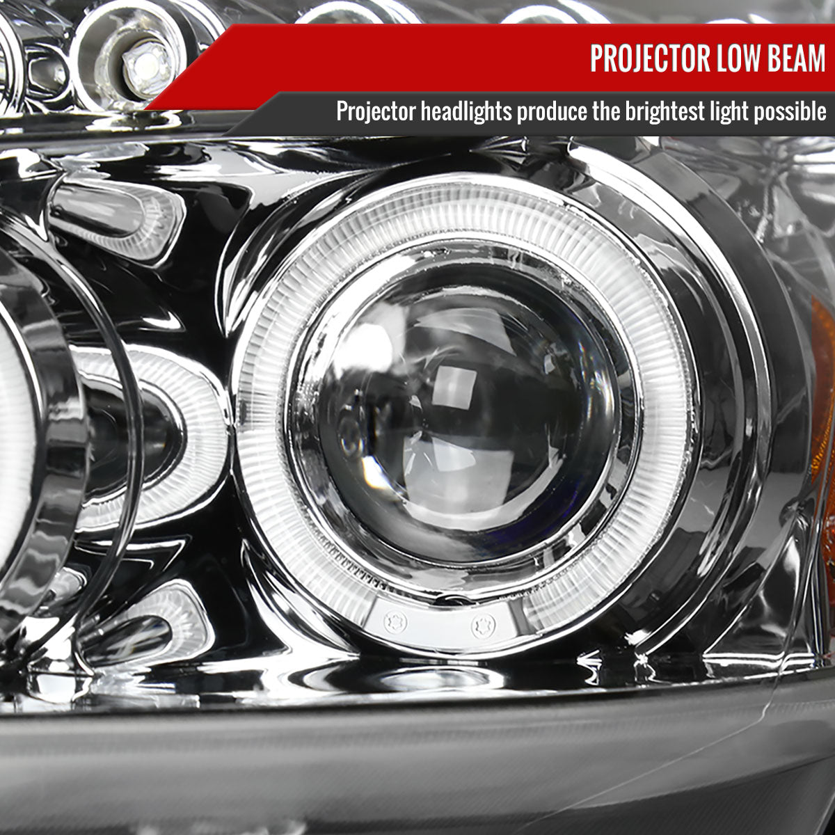 2003-2007 Honda Accord Dual Halo Projector Headlights (Chrome Housing/Clear Lens)