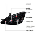 2003-2007 Honda Accord Dual Halo Projector Headlights (Glossy Black Housing/Smoke Lens)