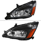 2003-2007 Honda Accord Retro Style Projector Headlights - Matte Black/Clear Lens