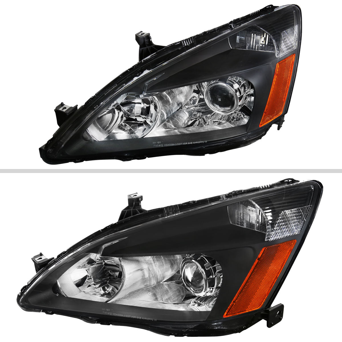 2003-2007 Honda Accord Retro Style Projector Headlights - Matte Black/Clear Lens