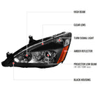 2003-2007 Honda Accord Retro Style Projector Headlights - Matte Black/Clear Lens