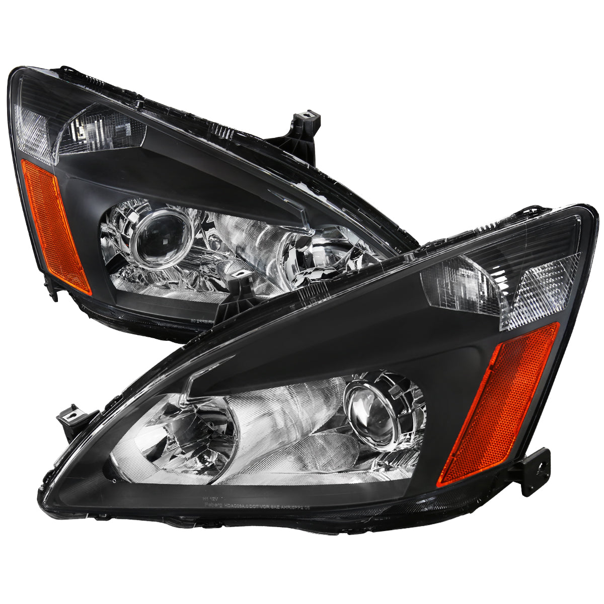 2003-2007 Honda Accord Retro Style Projector Headlights - Matte Black/Clear Lens