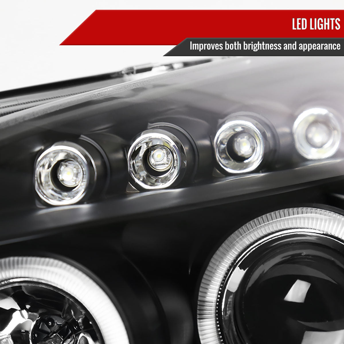 2003-2007 Honda Accord Dual Halo Projector Headlights (Matte Black Housing/Clear Lens)