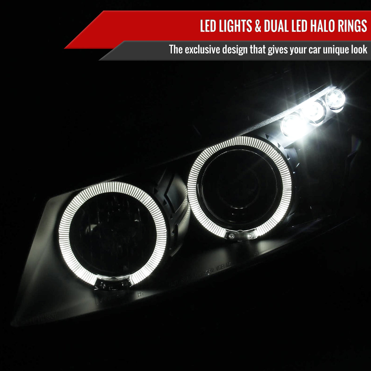 2008-2012 Honda Accord Coupe Dual Halo Projector Headlights (Matte Black Housing/Clear Lens)