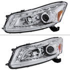 2008-2012 Honda Accord Sedan Single Halo Projector Headlights w/ LED Light Strip & LED Turn Signal Lights (Chrome Housing/Clear Lens)
