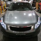 2008-2012 Honda Accord Sedan Single Halo Projector Headlights w/ LED Light Strip & LED Turn Signal Lights (Chrome Housing/Clear Lens)