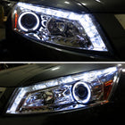 2008-2012 Honda Accord Sedan Single Halo Projector Headlights w/ LED Light Strip & LED Turn Signal Lights (Chrome Housing/Clear Lens)