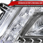 2008-2012 Honda Accord Sedan Single Halo Projector Headlights w/ LED Light Strip & LED Turn Signal Lights (Chrome Housing/Clear Lens)