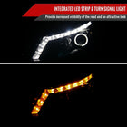 2008-2012 Honda Accord Sedan Single Halo Projector Headlights w/ LED Light Strip & LED Turn Signal Lights (Glossy Black Housing/Smoke Lens)