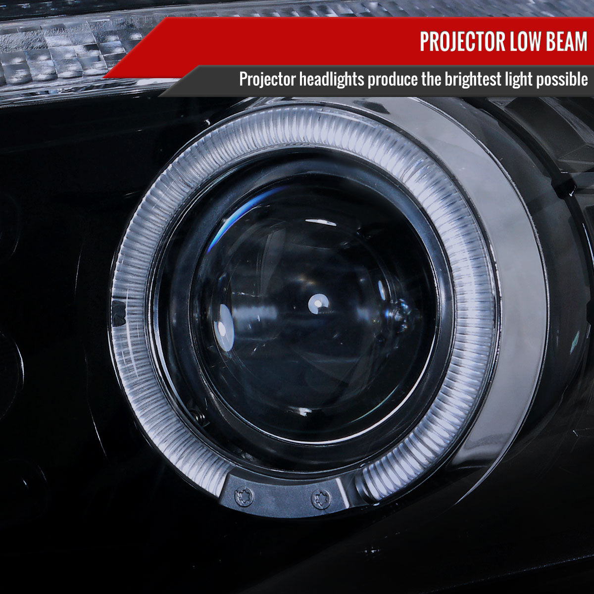 2008-2012 Honda Accord Sedan Single Halo Projector Headlights w/ LED Light Strip & LED Turn Signal Lights (Glossy Black Housing/Smoke Lens)