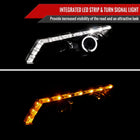 2008-2012 Honda Accord Sedan Single Halo Projector Headlights w/ LED Light Strip & LED Turn Signal Lights (Matte Black Housing/Clear Lens)