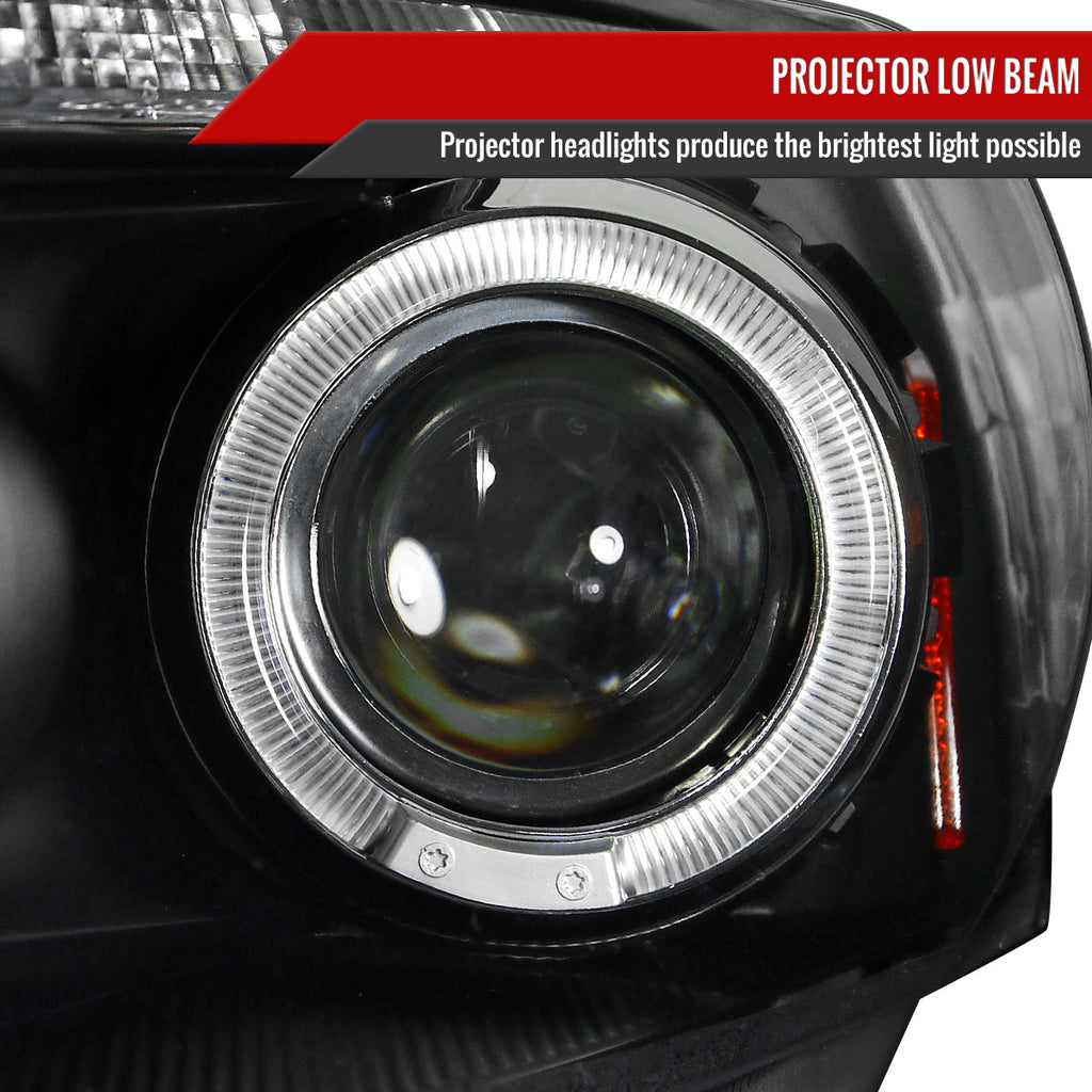 2008-2012 Honda Accord Sedan Single Halo Projector Headlights w/ LED Light Strip & LED Turn Signal Lights (Matte Black Housing/Clear Lens)