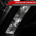 2008-2012 Honda Accord Sedan Single Halo Projector Headlights w/ LED Light Strip & LED Turn Signal Lights (Matte Black Housing/Clear Lens)