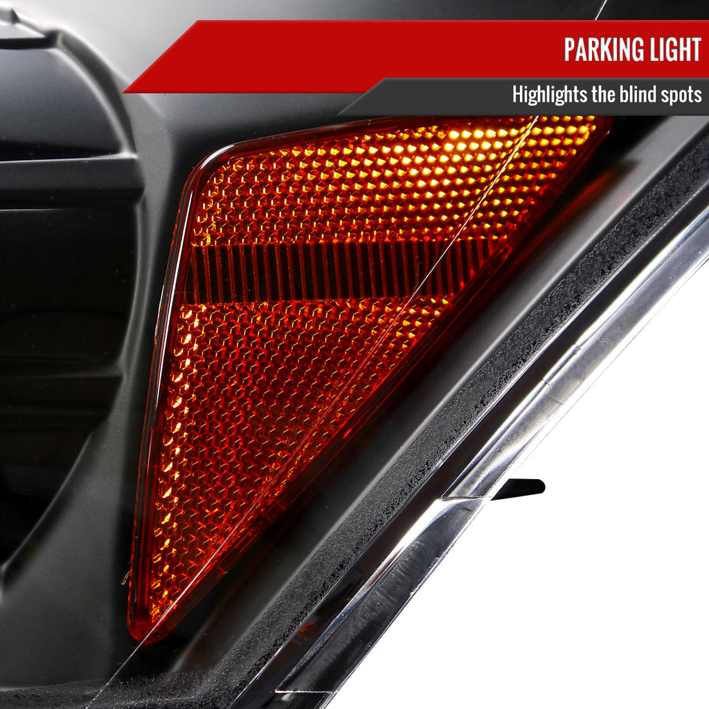2008-2012 Honda Accord Sedan Single Halo Projector Headlights w/ LED Light Strip & LED Turn Signal Lights (Matte Black Housing/Clear Lens)
