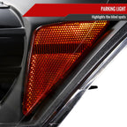2008-2012 Honda Accord Sedan Single Halo Projector Headlights w/ LED Light Strip & LED Turn Signal Lights (Matte Black Housing/Clear Lens)