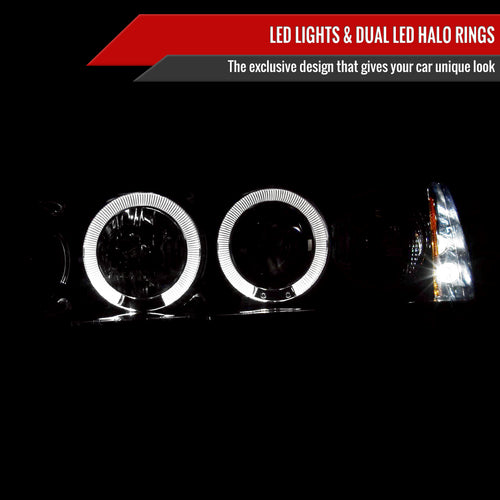 1994-1997 Honda Accord Dual Halo Projector Headlights (Glossy Black Housing/Smoke Lens)