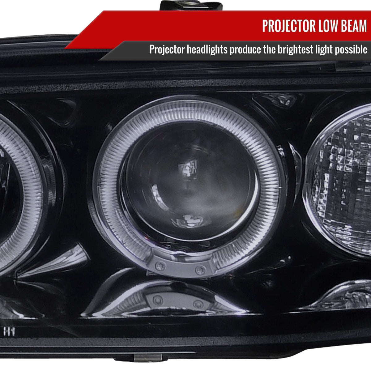 1994-1997 Honda Accord Dual Halo Projector Headlights (Glossy Black Housing/Smoke Lens)